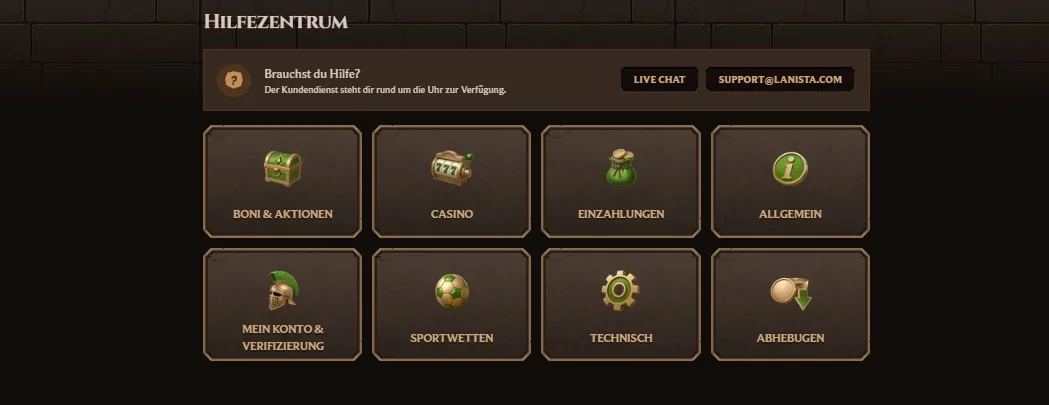 Lanista Casino support